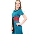 57 robe Lestat print terass lagon + ceinture Mirage red